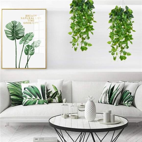 Whonline Fake Plants Hanging 4pcs Artificial Vines Fake Pothos 3.6FT for Living - Picture 5 of 7